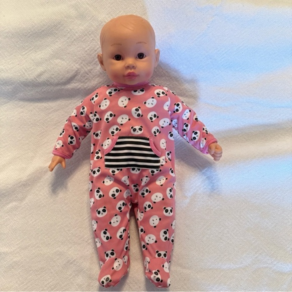 Charming Pink Panda Doll with Outfit